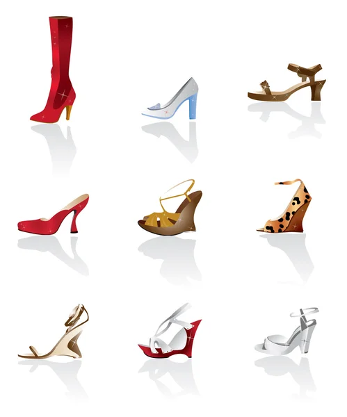 Icônes chaussures et bottes — Image vectorielle