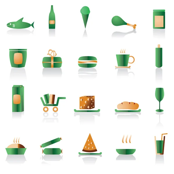 Obchod a potraviny ikony — Stockový vektor
