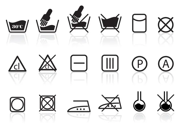 Símbolos de lavado y cuidado textil — Vector de stock