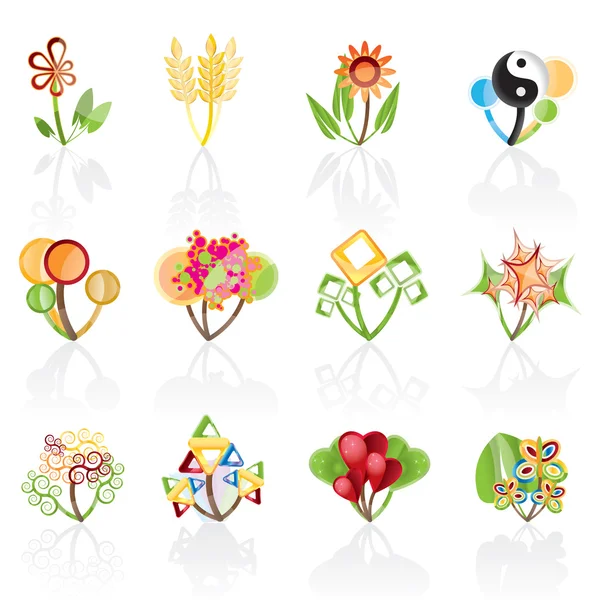 12 fleurs abstraites — Image vectorielle