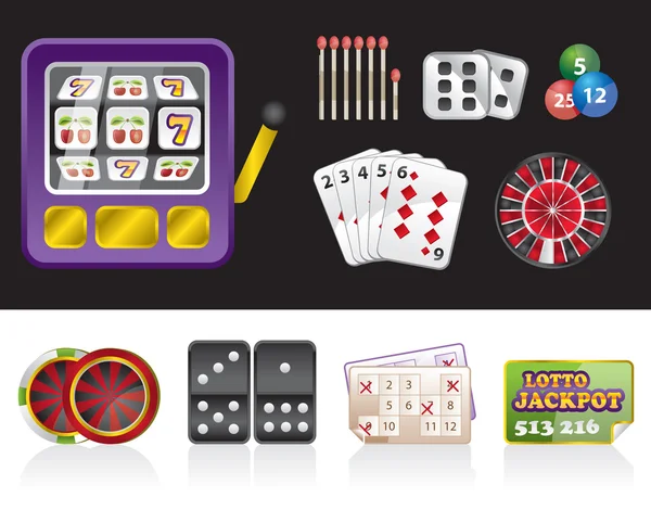 赌场和赌博工具图标 — 图库矢量图片