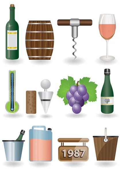 Иконы напитков и вина — стоковый вектор