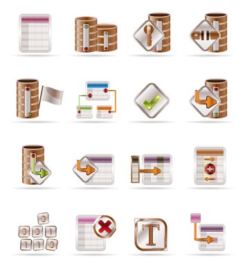 Database and table icons clipart