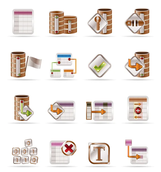 Database and table icons — Stock Vector