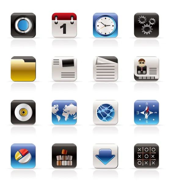 Icone di telefonia mobile, computer e Internet — Vettoriale Stock