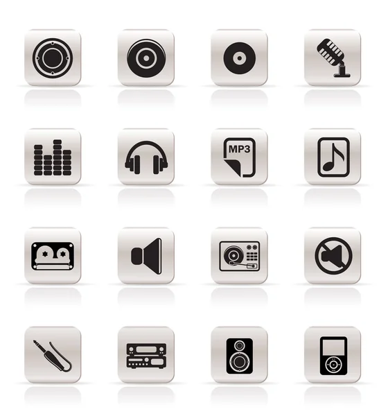 Música simple e iconos de sonido — Archivo Imágenes Vectoriales