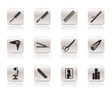 Hairdressing, coiffure and make-up icons clipart