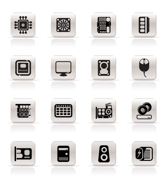 Simple Computer Performance and Equipment Icons — Stock Vector
