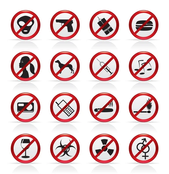 Prohibition Sign and icons — Stock Vector