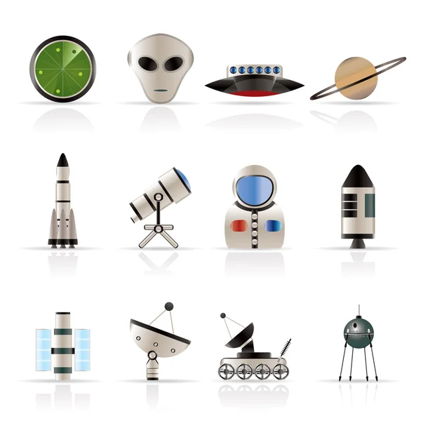 Astronautics and Space Icons — Stock Vector