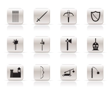 Simple medieval arms and objects icons clipart