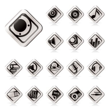 Simple Music and sound icons clipart