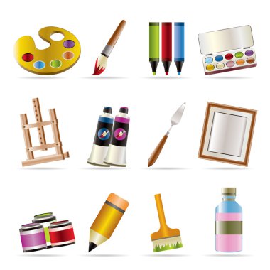 Painter, drawing and painting icons clipart