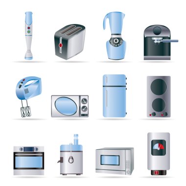 Kitchen and home equipment icons clipart