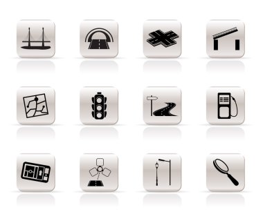 Simple Road, navigation and travel icons clipart