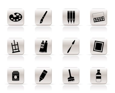 Simple painter, drawing and painting icons clipart