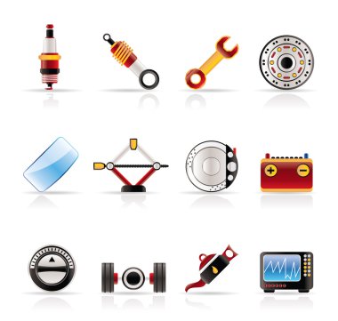 Realistic Car Parts and Services icons clipart