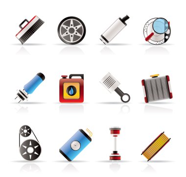 Realistic Car Parts and Services icons clipart