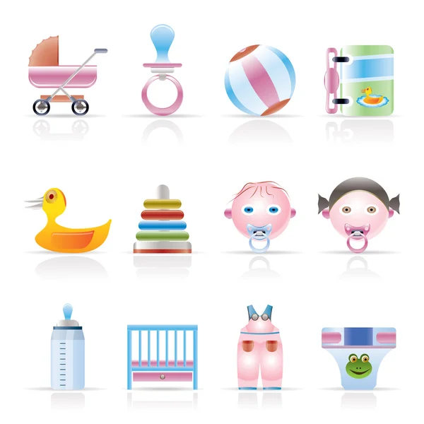 Icônes de boutique en ligne pour enfants, bébés et bébés — Image vectorielle