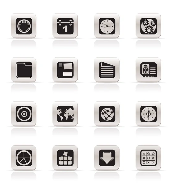 Iconos de teléfono móvil, computadora e Internet simples — Archivo Imágenes Vectoriales