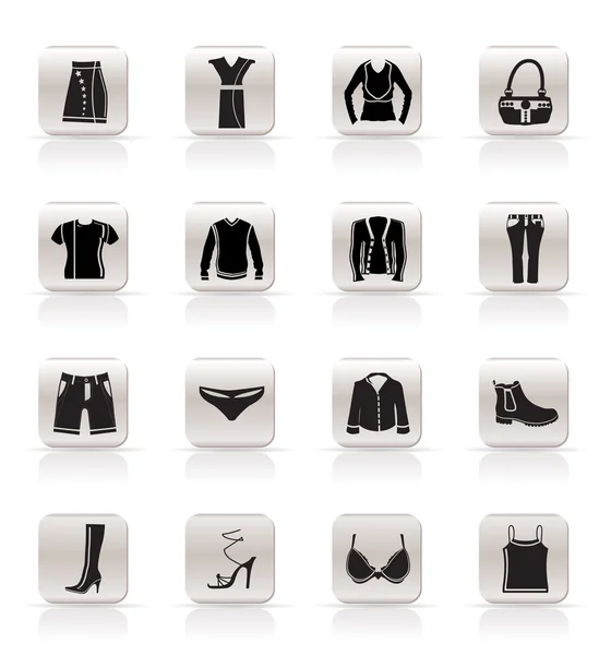 Jednoduché oblečení a šaty ikony — Stockový vektor