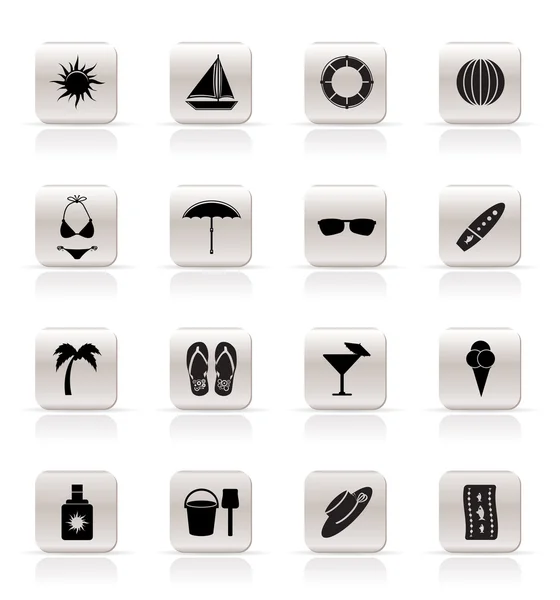 Simple Summer and Holiday Icons — Stock Vector