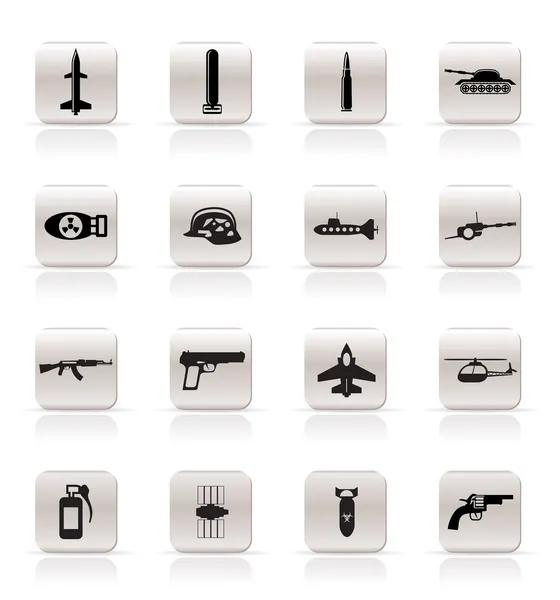 Simple weapon, arms and war icons — Stock Vector