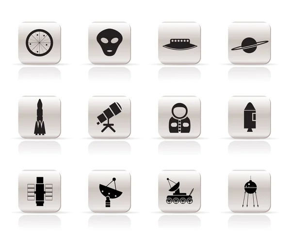 Simple Astronautics and Space Icons — Stock Vector