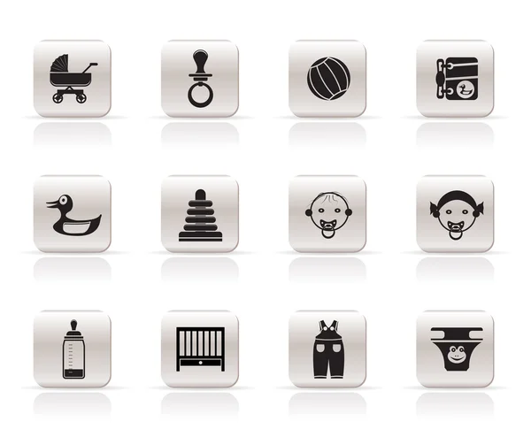 Simple Child, Baby and Baby Internet Shop Icons — стоковый вектор