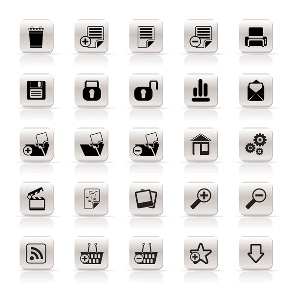 25 icone Internet dettagliate realistiche semplici — Vettoriale Stock