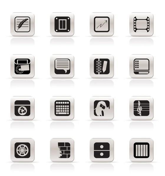 Simple Business, Office and Mobile phone icons — Stock Vector