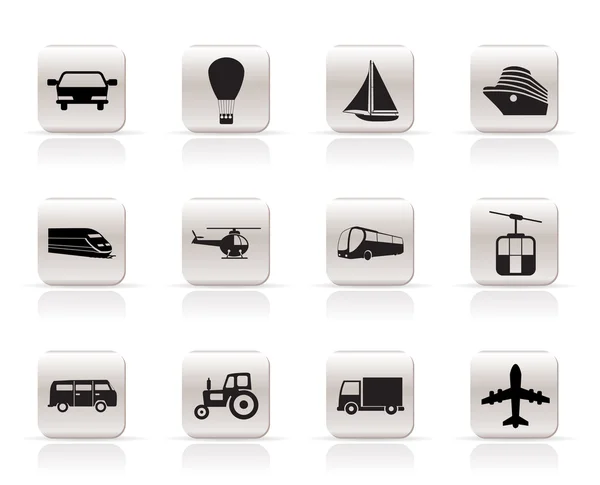 Iconos de transporte y viajes simples — Vector de stock