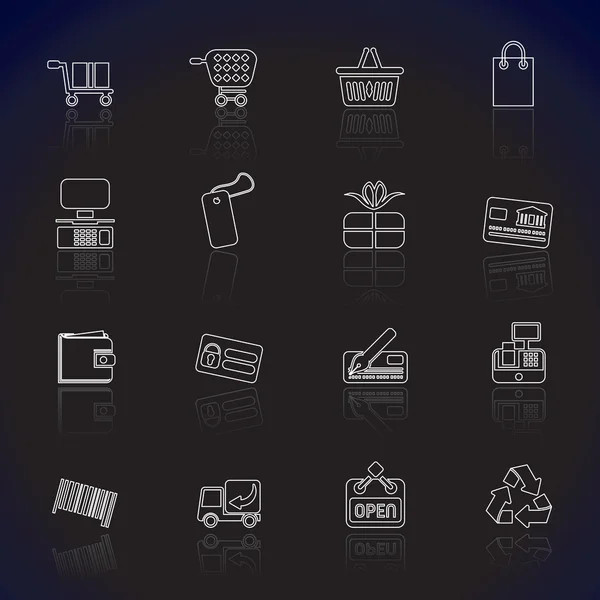 Semplici icone del negozio online — Vettoriale Stock