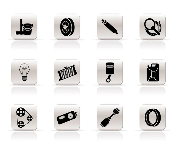 Sencillos iconos de piezas y servicios de automóviles — Vector de stock