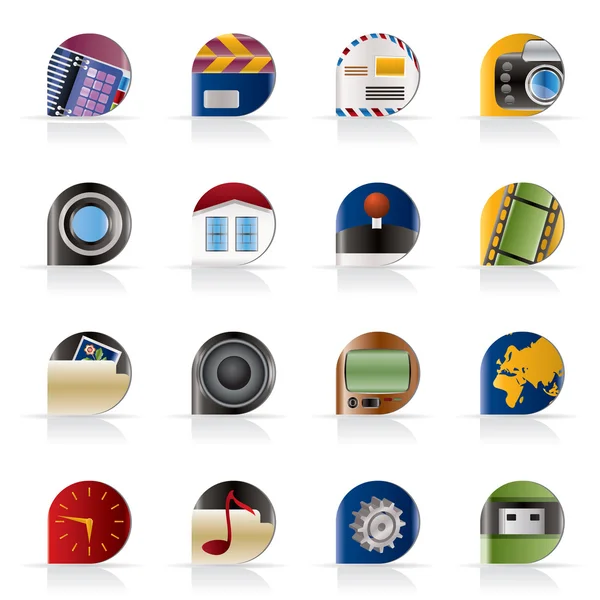Iconos de Internet, Ordenador y teléfono móvil — Archivo Imágenes Vectoriales