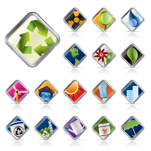 Realistyczne ikona - ekologia - zestaw dla aplikacji sieci web — Wektor stockowy