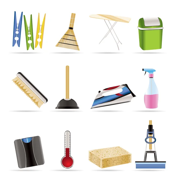 Home-Objekte und Werkzeuge Symbole — Stockvektor