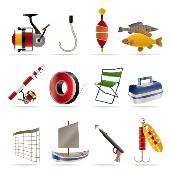 Pesca e ícones de férias —  Vetores de Stock