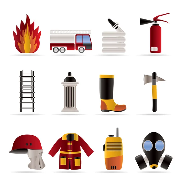 Ikona sprzęt straży pożarnej i straży pożarnej — Wektor stockowy