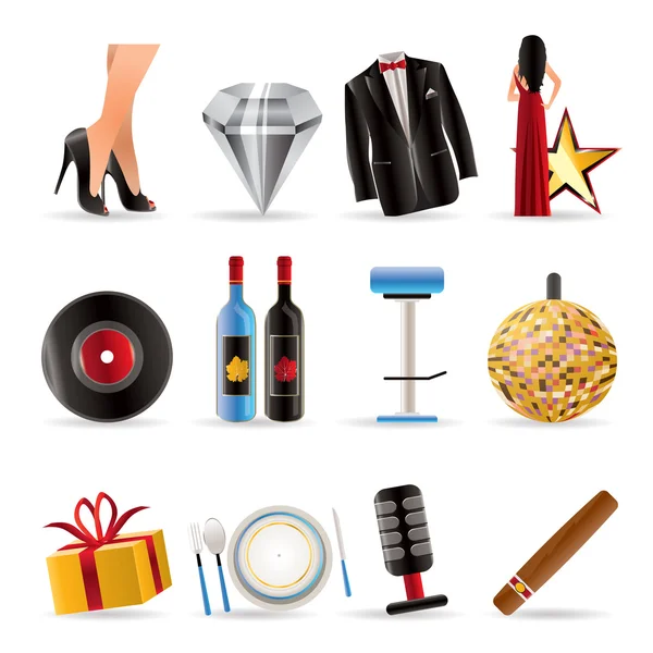 Iconos de fiesta y recepción de lujo — Vector de stock