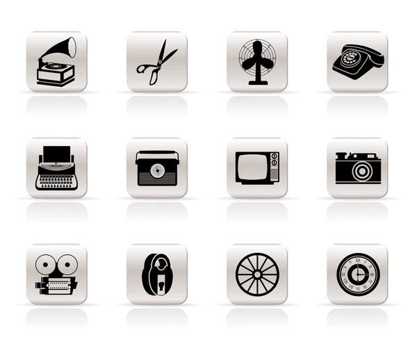 Iconos de objetos de oficina y negocios retro simples — Vector de stock