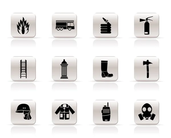 Semplice icona delle attrezzature dei vigili del fuoco e dei pompieri — Vettoriale Stock
