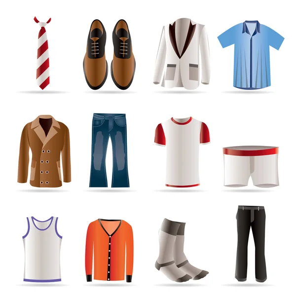 Homem moda e roupas ícones — Vetor de Stock