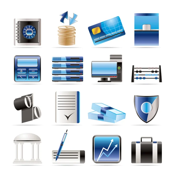 Bank, business, finance and office icons — Stock Vector