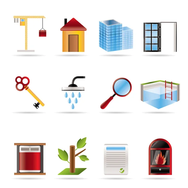 Realistic Real Estate icons — Stock Vector