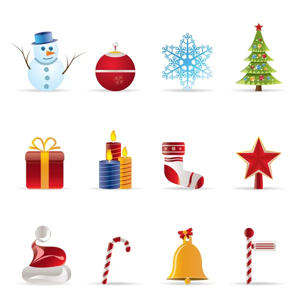 Piękne ikony świąteczne i zimowe — Wektor stockowy