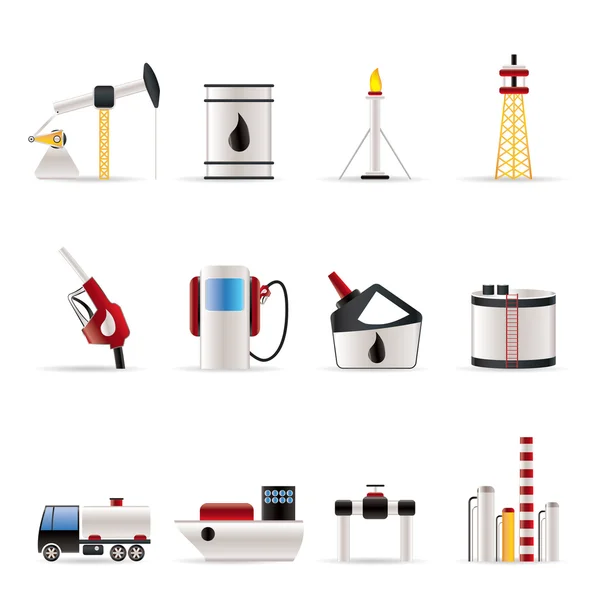 Iconos de la industria petrolera — Archivo Imágenes Vectoriales