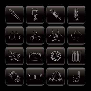 Collection of medical themed icons and warning-signs clipart