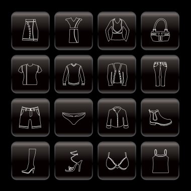 Line Clothing and Dress Icons clipart