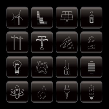 Electricity, power and energy icons clipart